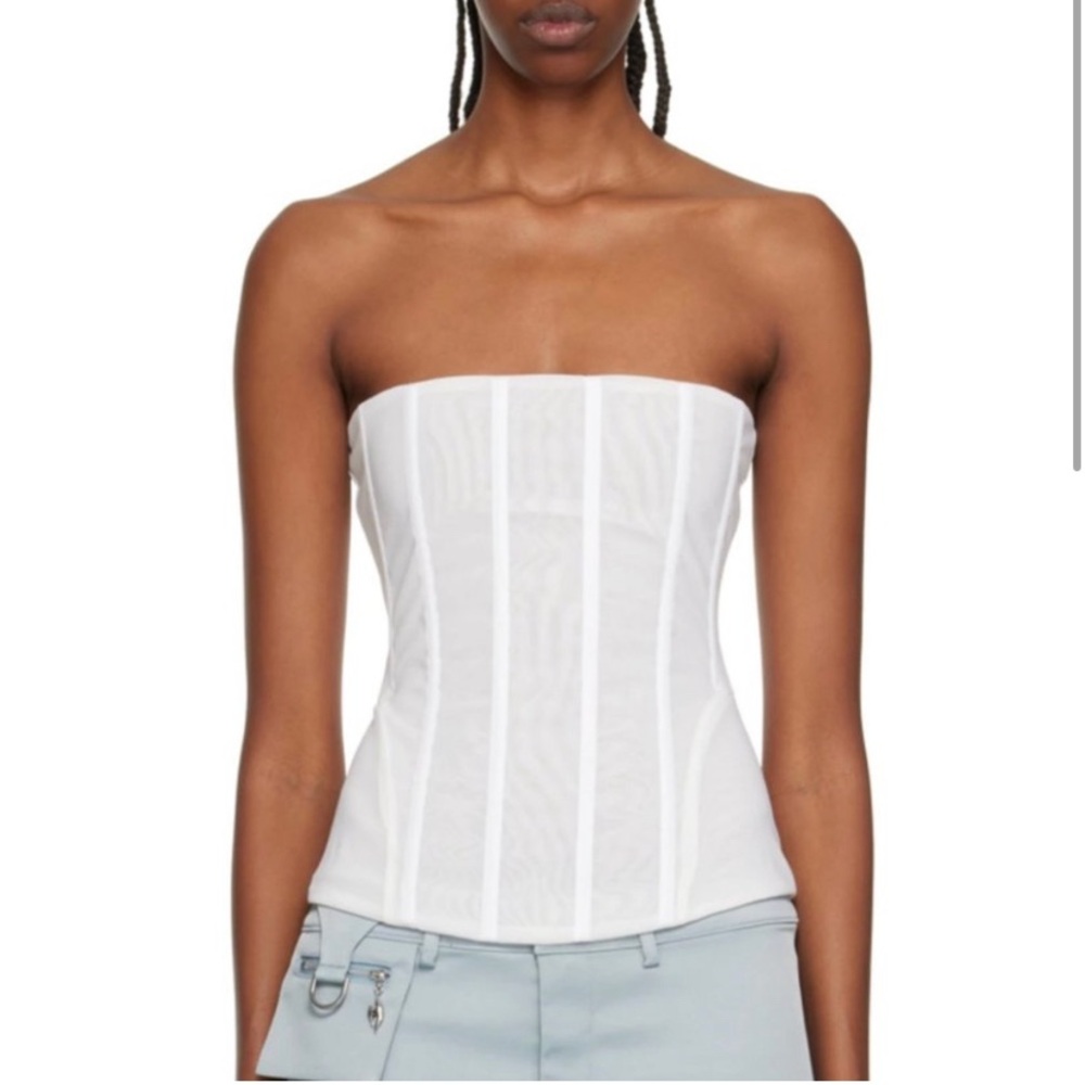 Miaou libra mesh corset white revolve strapless bustier